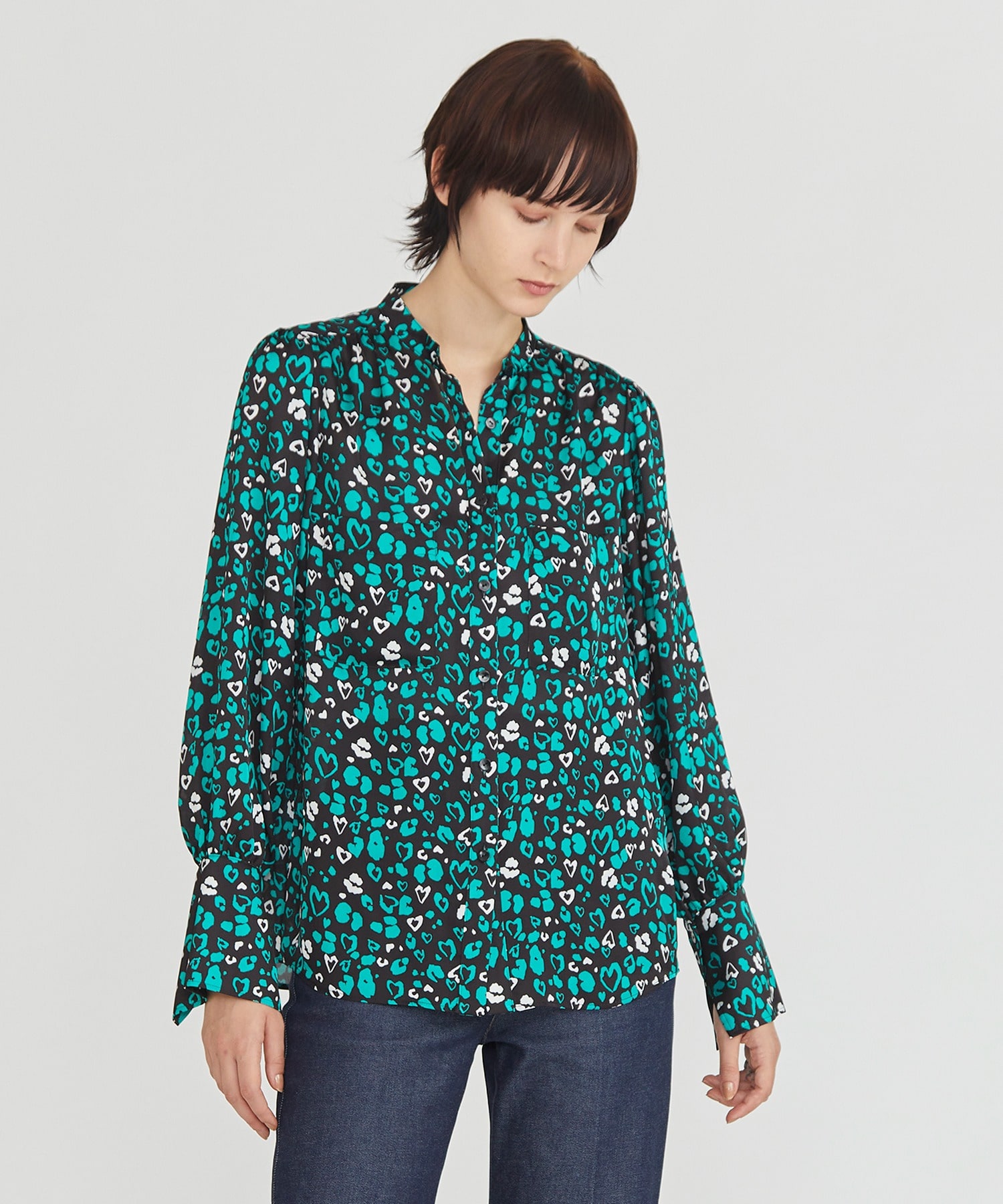 Estnation ハートプリントバンドカラーブラウス Estnation Online Store エストネーション 公式通販