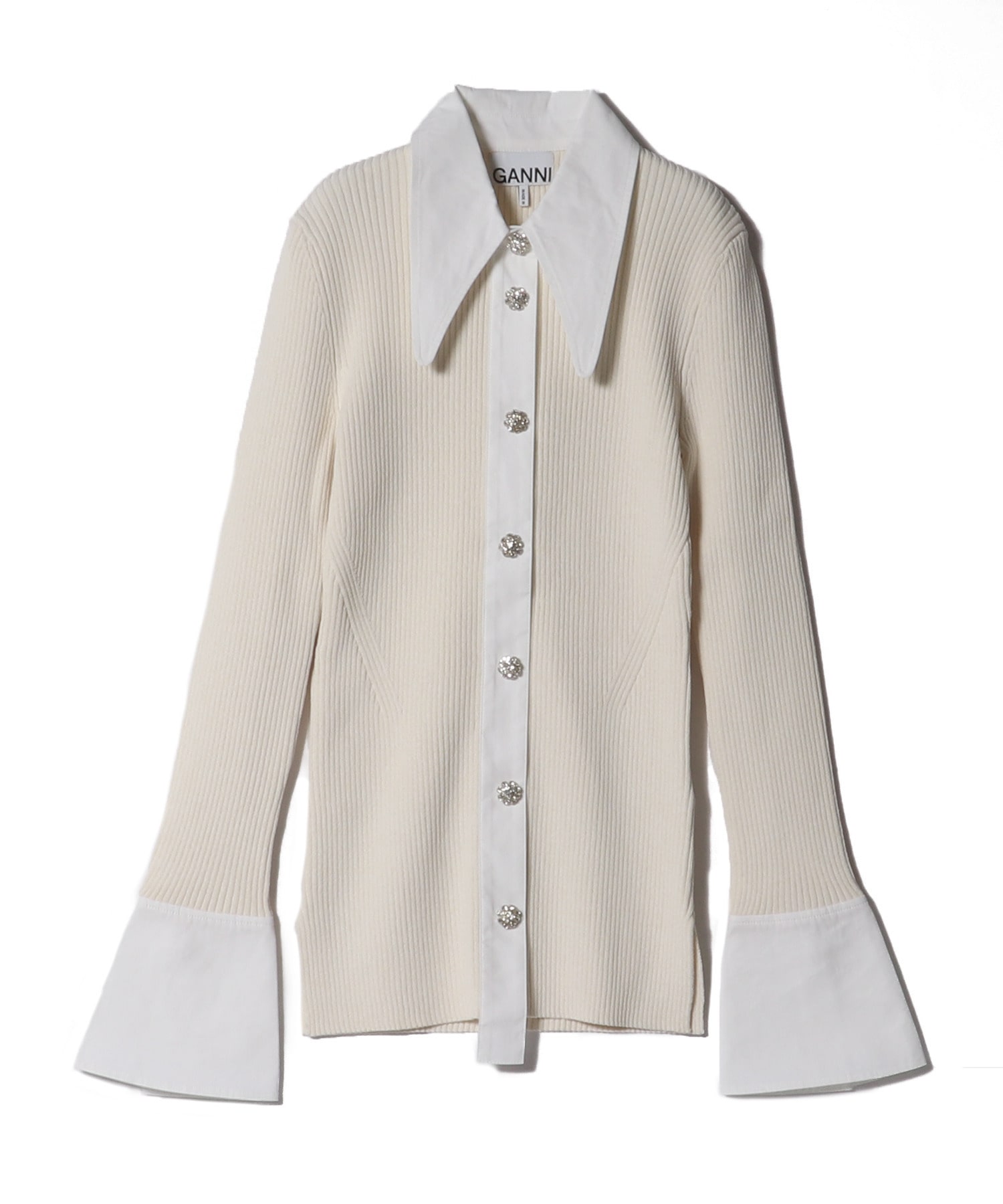 定価4.4万】GANNI パフスリーブ ストライプ ラップドレス ワンピース  