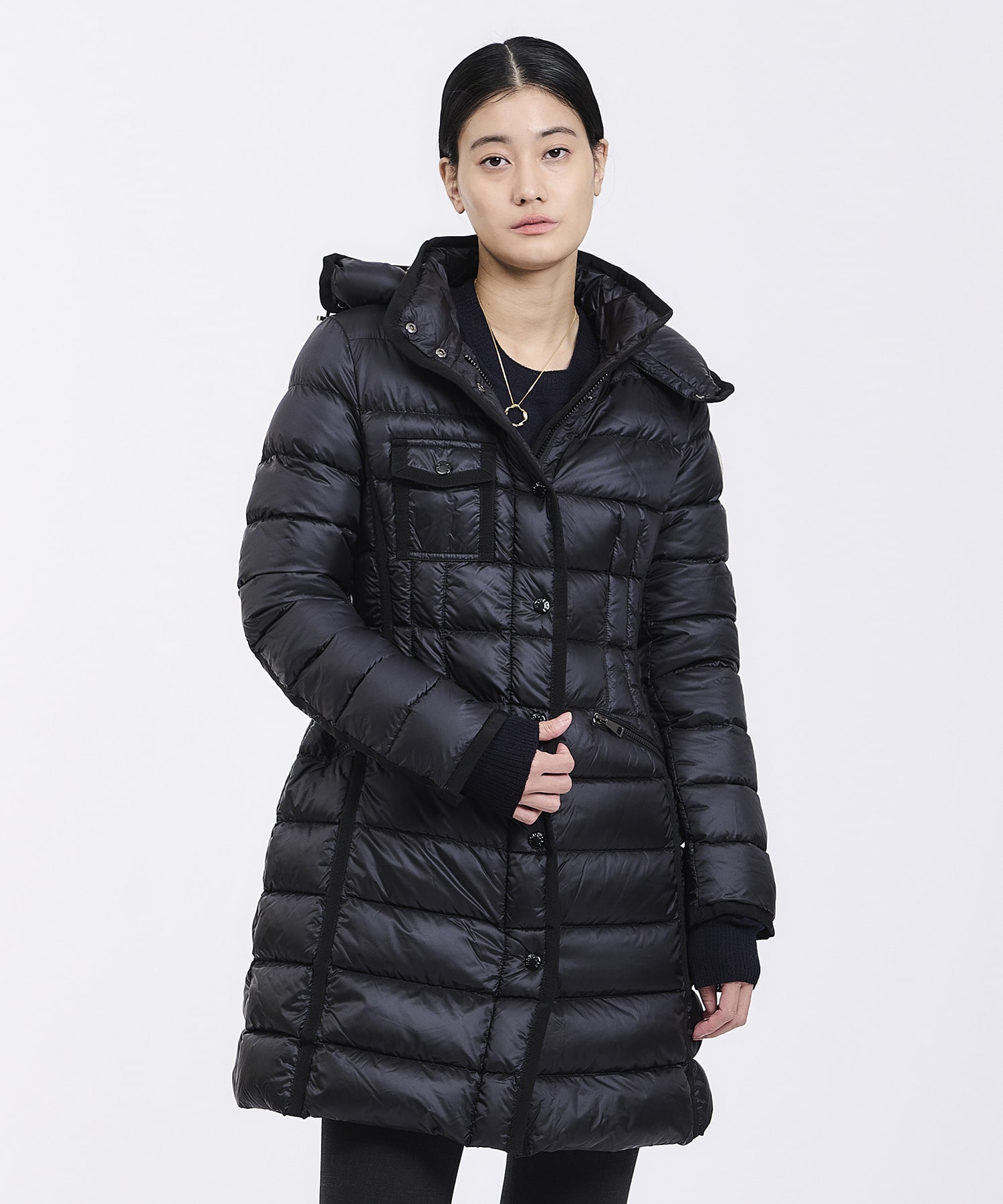 Moncler Quot Hermine Quot フード付きロングダウンコート Estnation Online Store エストネーション 公式通販