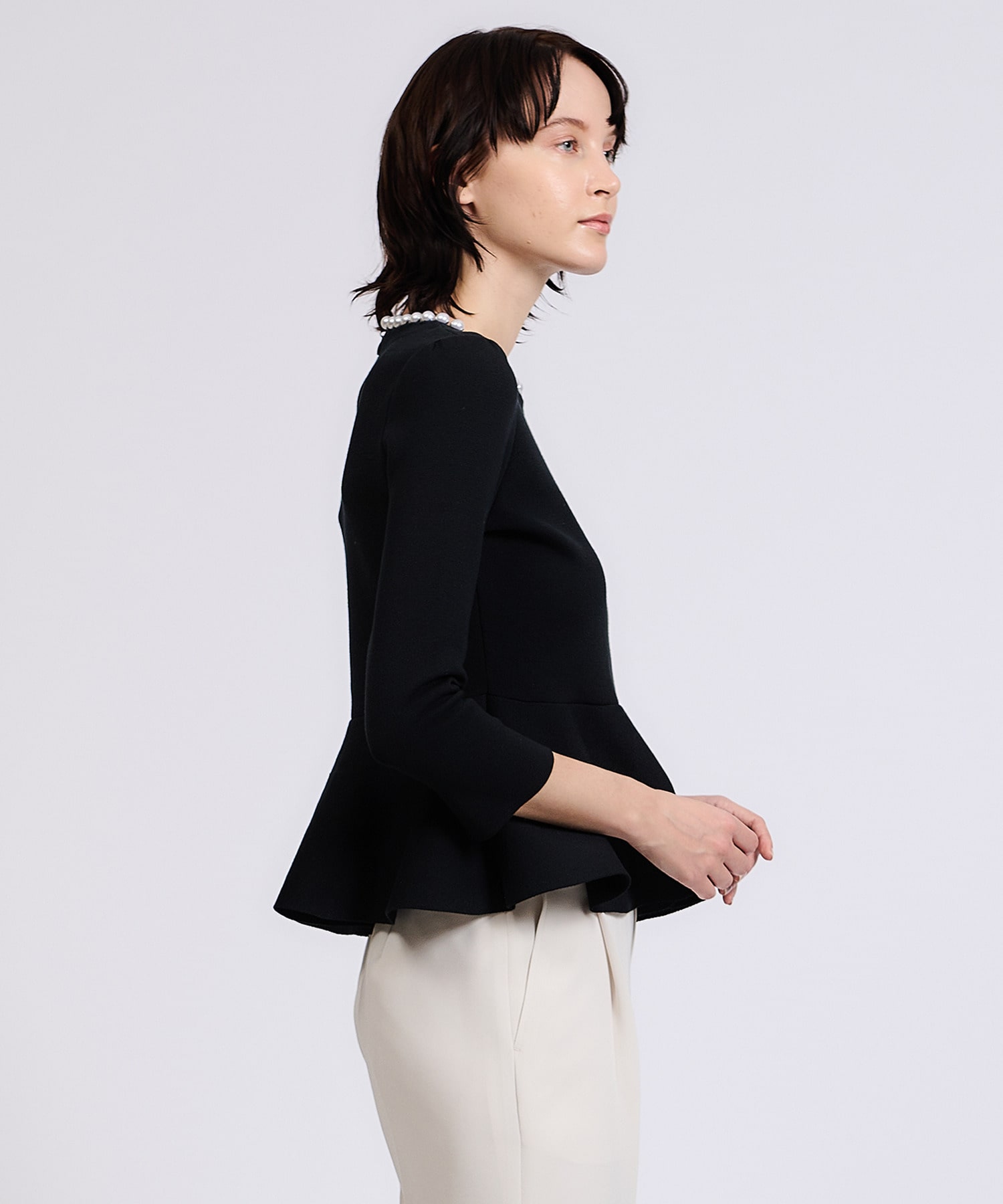 ESTNATION / パールネックペプラムニット《ONLINE EXCLUSIVE 