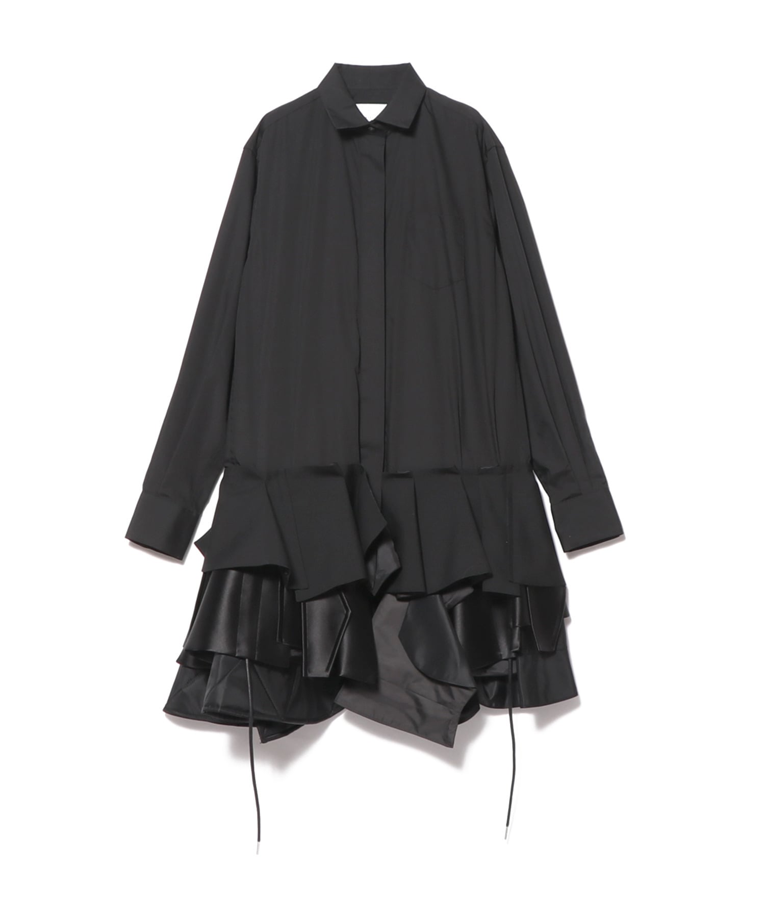 コットンフリルコンビシャツワンピース 純正早割 sacai ニットフリルワンピース ひざ丈ワンピース