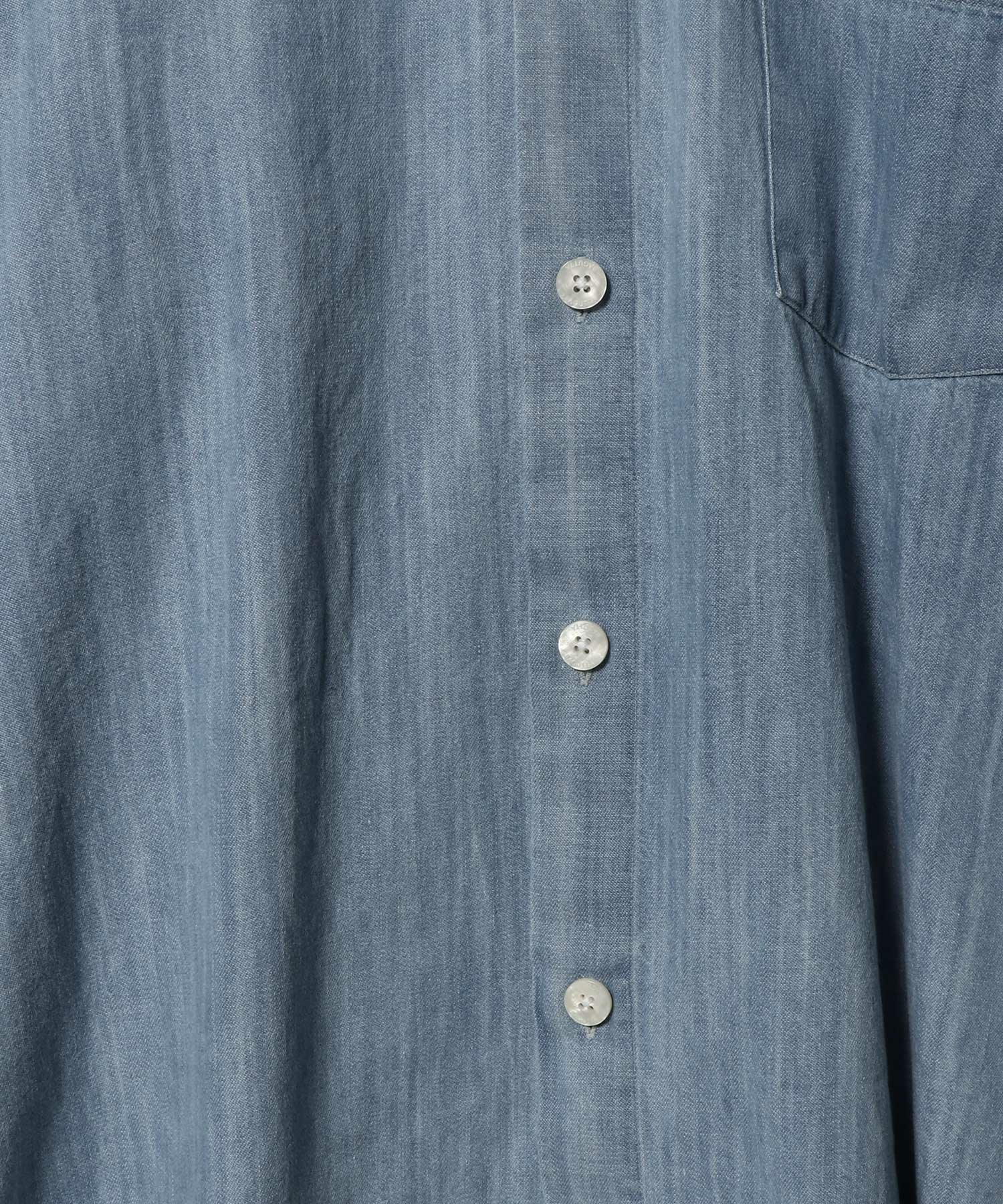 "UENO" オーバーサイズシャンブレースタンドカラーシャツ 詳細画像 ブルー 10