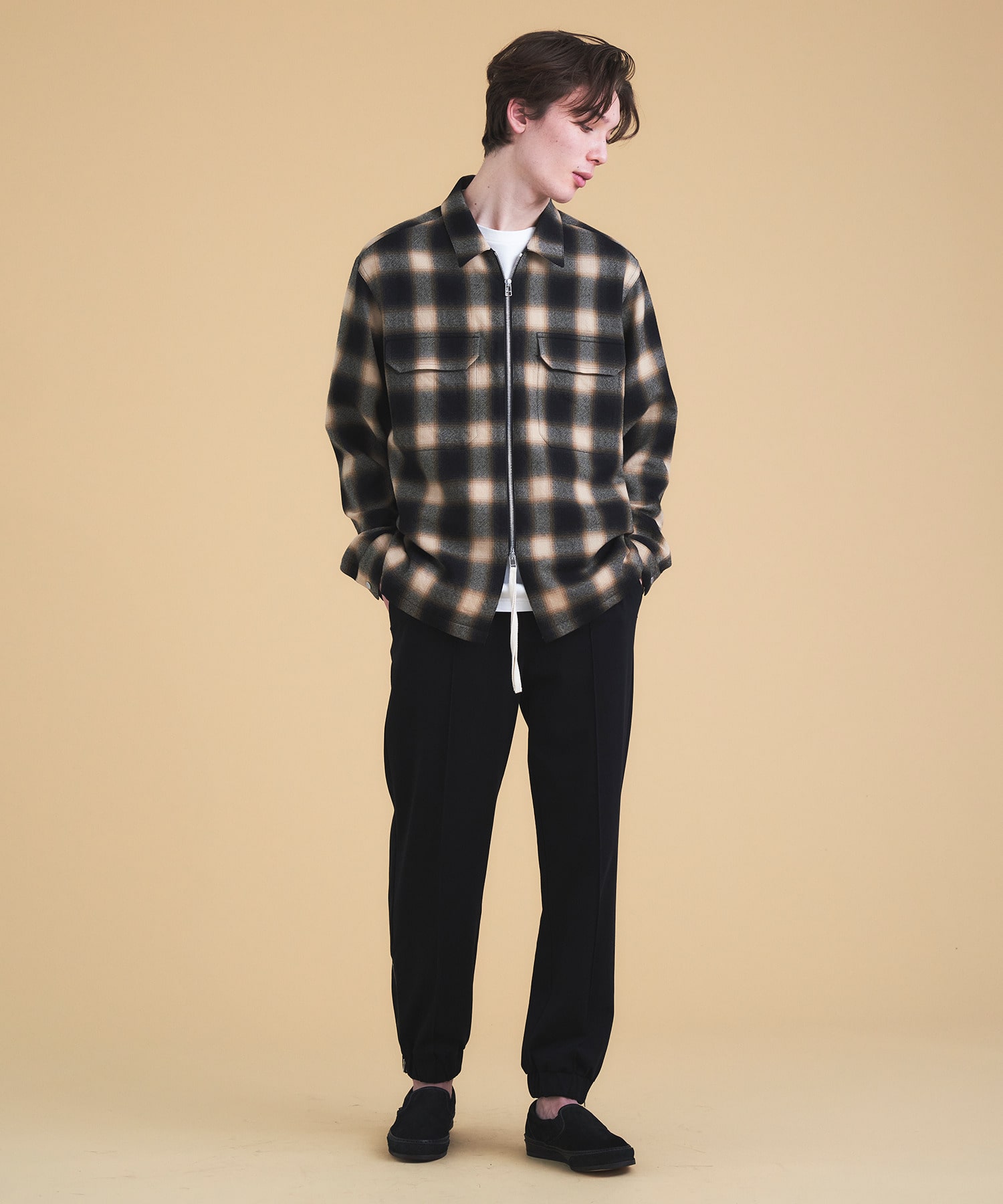 美品】COLUMN コラム ネルチェックシャツ ウール エストネーション
