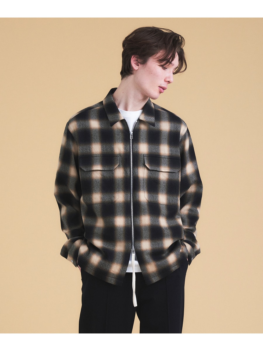 チェック ZIP シャツ　イエロー