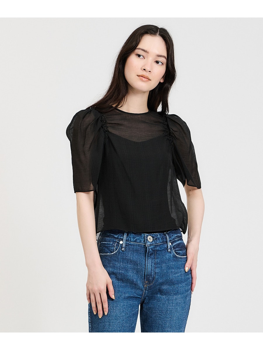 シアーシャーリングショルダーブラウス