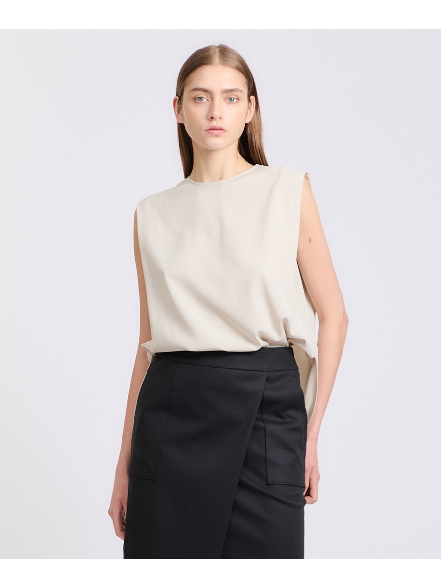 tuck no-sleeves blouse｜M｜Black｜shirts and blouses
