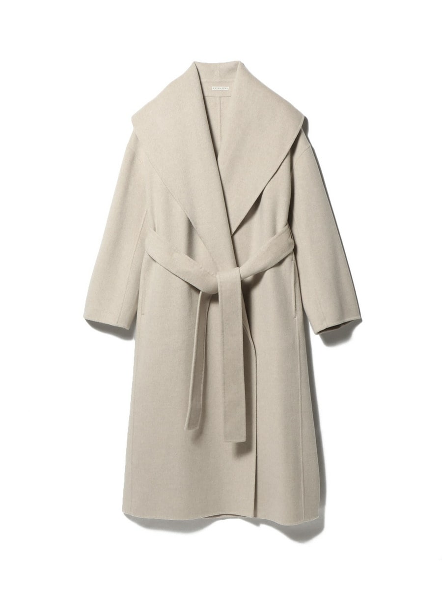 新品タグ付き【エストネーション】ホワイト　ウールリバー　ガウンコート　36 新品タグ付き【エストネーション】ホワイトウールリバーガウン