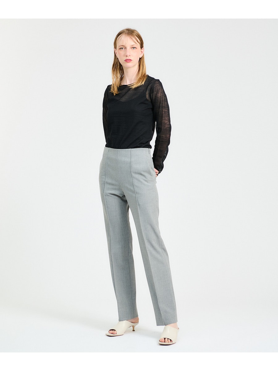 ☆エストネーション レーヨンリネンストレッチストレート ブラックパンツ『38』☆ ESTNATION / オックスストレート パッチポケット パンツ