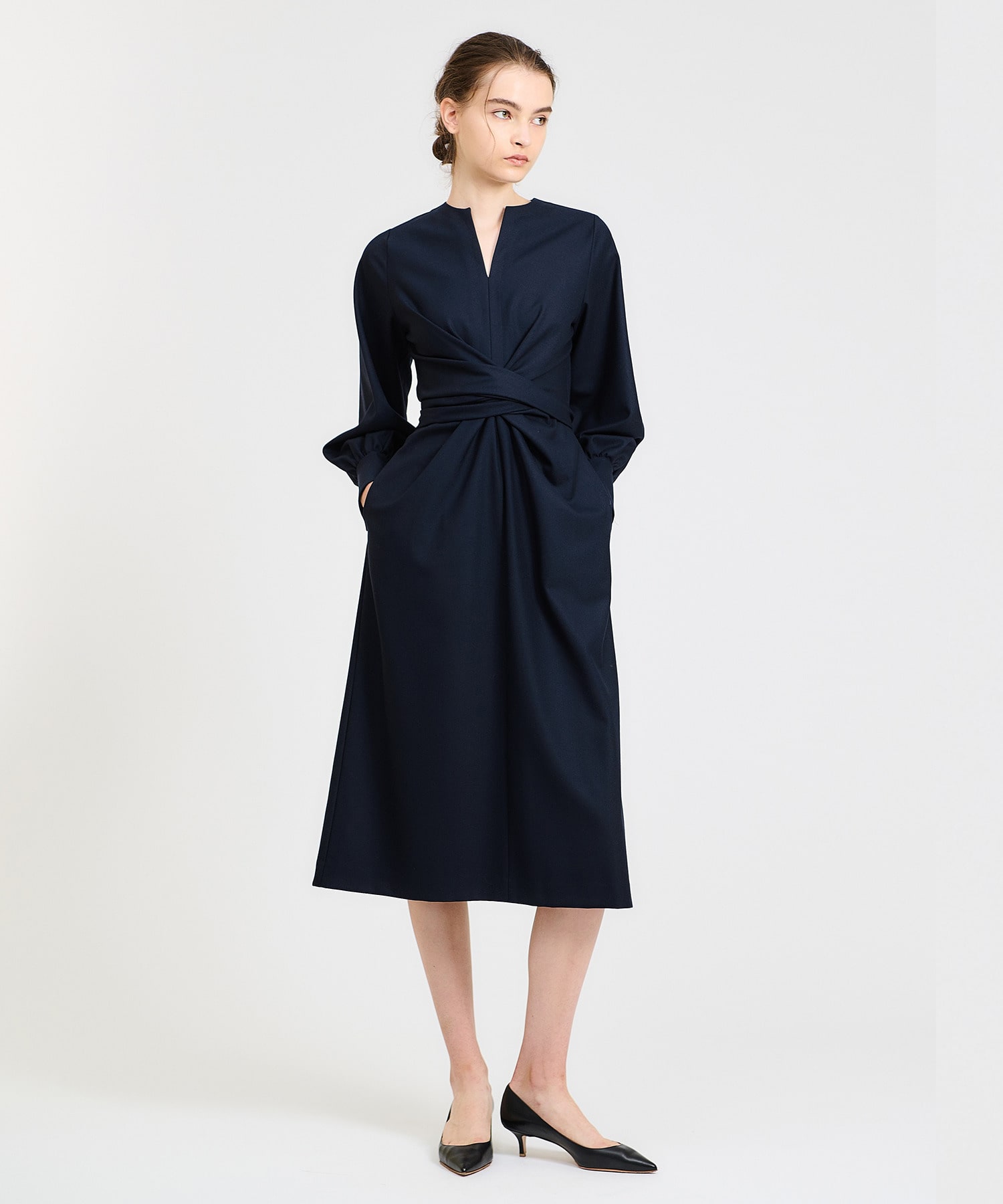 ESTNATION / ウエストツイストロングスリーブワンピース《ONLINE