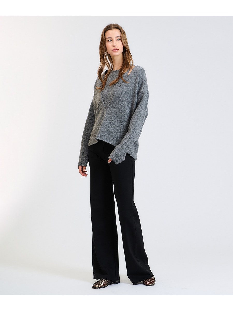 繊維の宝石 Theory luxe カシミヤ100% Vネック　ニットセーター　レディース　38サイズ　グレー　セオリーリュクス