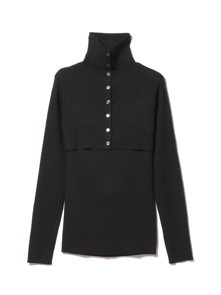 美品 24AW COLUMN コラム エストネーション シルクブレンド タートルネックニット カットソー 42-140-12-080003 サイズF グレー レディース 古着 中古 USED COLUMN / ボタンアップタートルネックニット＜PERMANENT