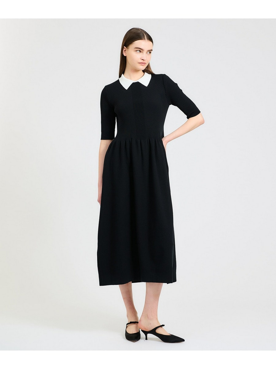 襟付きニットワンピース
