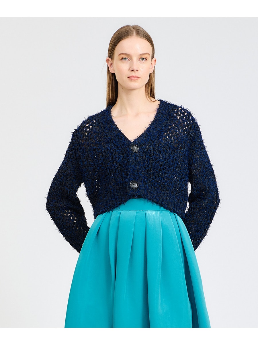 ファンシーヤーンクロップドカーディガン