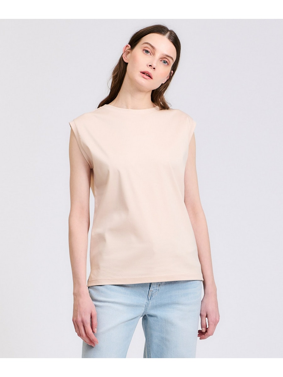 コットンスムーススビンノースリーブTシャツ
