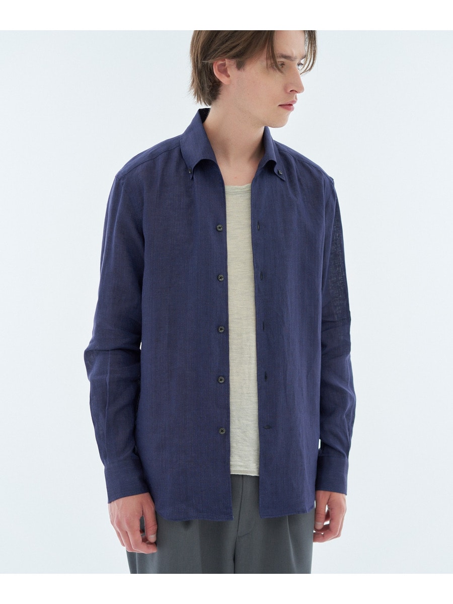 リネンワンピースカラーボタンダウンシャツ