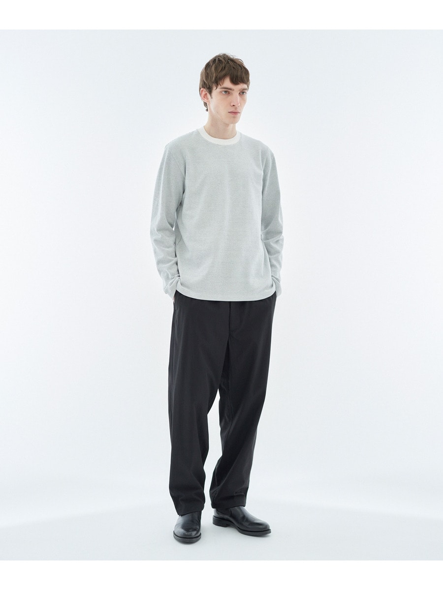 最高の品質 ESTNATION / リブネックミラノリブマイクロボーダーTシャツ ニット+セーター
