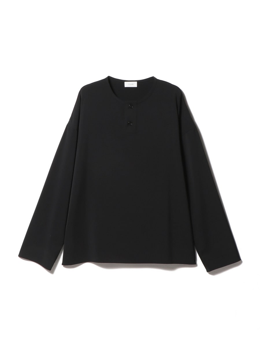 FLORNT ヘンリーネックプルオーバー　ブラック LIAN tシャツ バイカラーヘンリーネックプルオーバー レディース