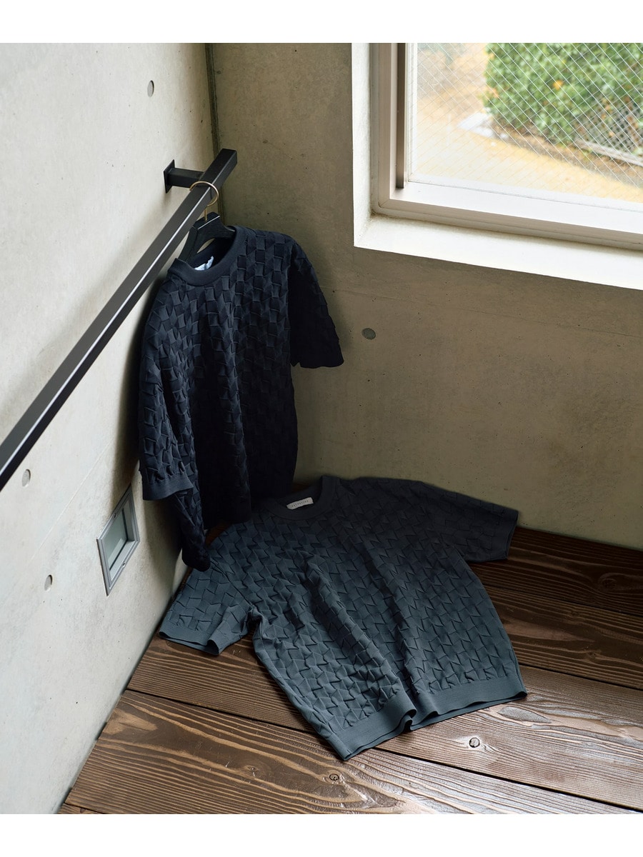 エコポリエステルクルーネックニット