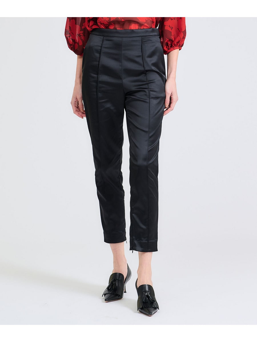 サテン ピンタック スリムパンツ