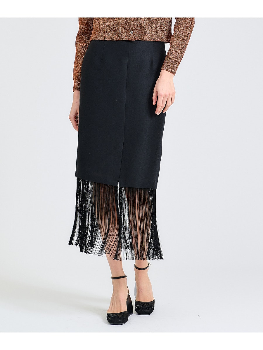 ロング フリンジ Iライン スカート