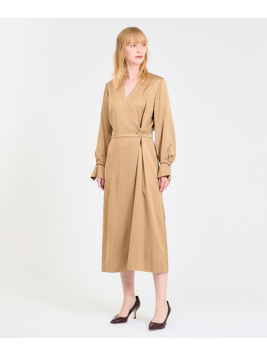 美品 ESTNATION カシュクールワンピース ウエストリボン美シルエット36 美品 ESTNATION エストネーションカシュクールワンピース