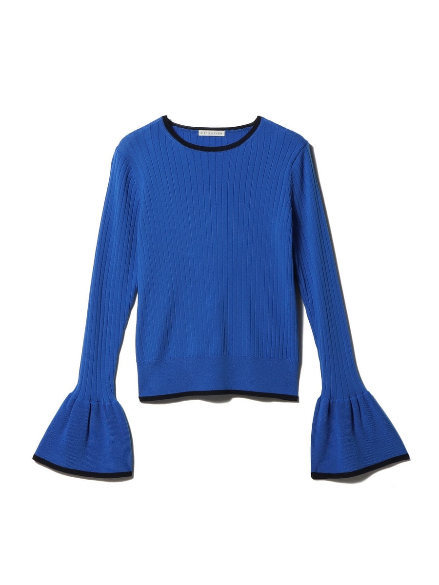 ネイビー フレアスリーブ ニットエストネーション　ESTNATION ペプラム ネイビー フレアスリーブ ニットエストネーション ESTNATION ペプラム