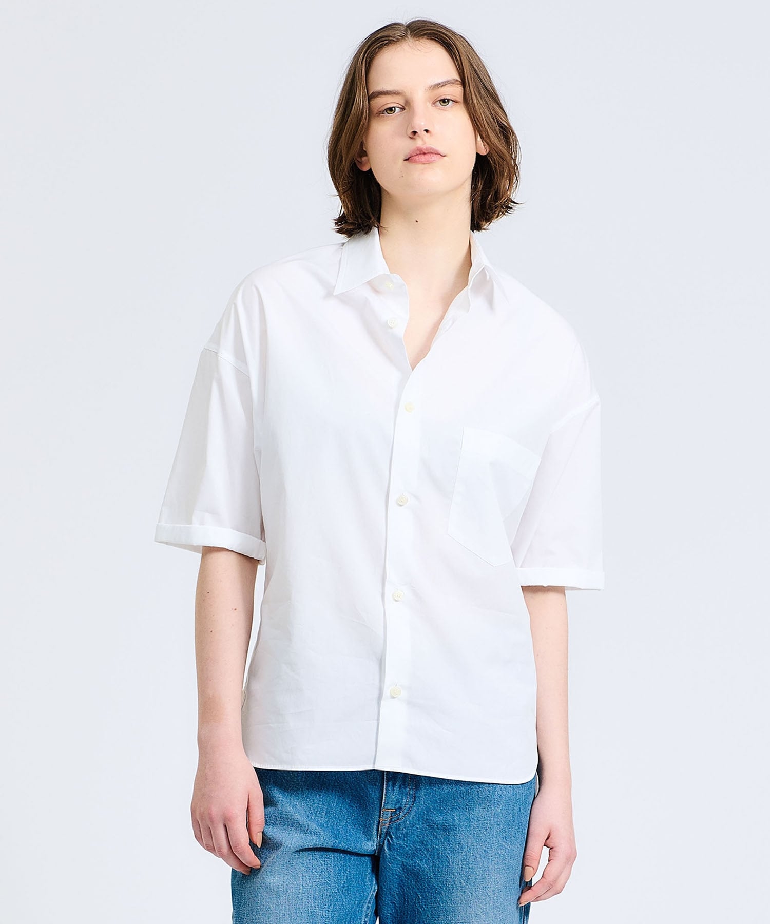 エストネーション別注マディソンブルーノースリーブシャツ