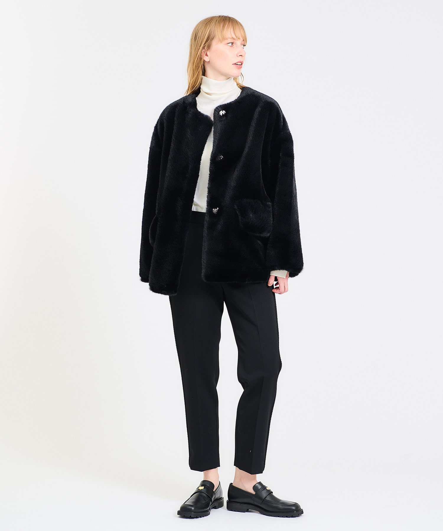 HEURUEH / フェイクファーノーカラーコート｜ESTNATION ONLINE STORE 