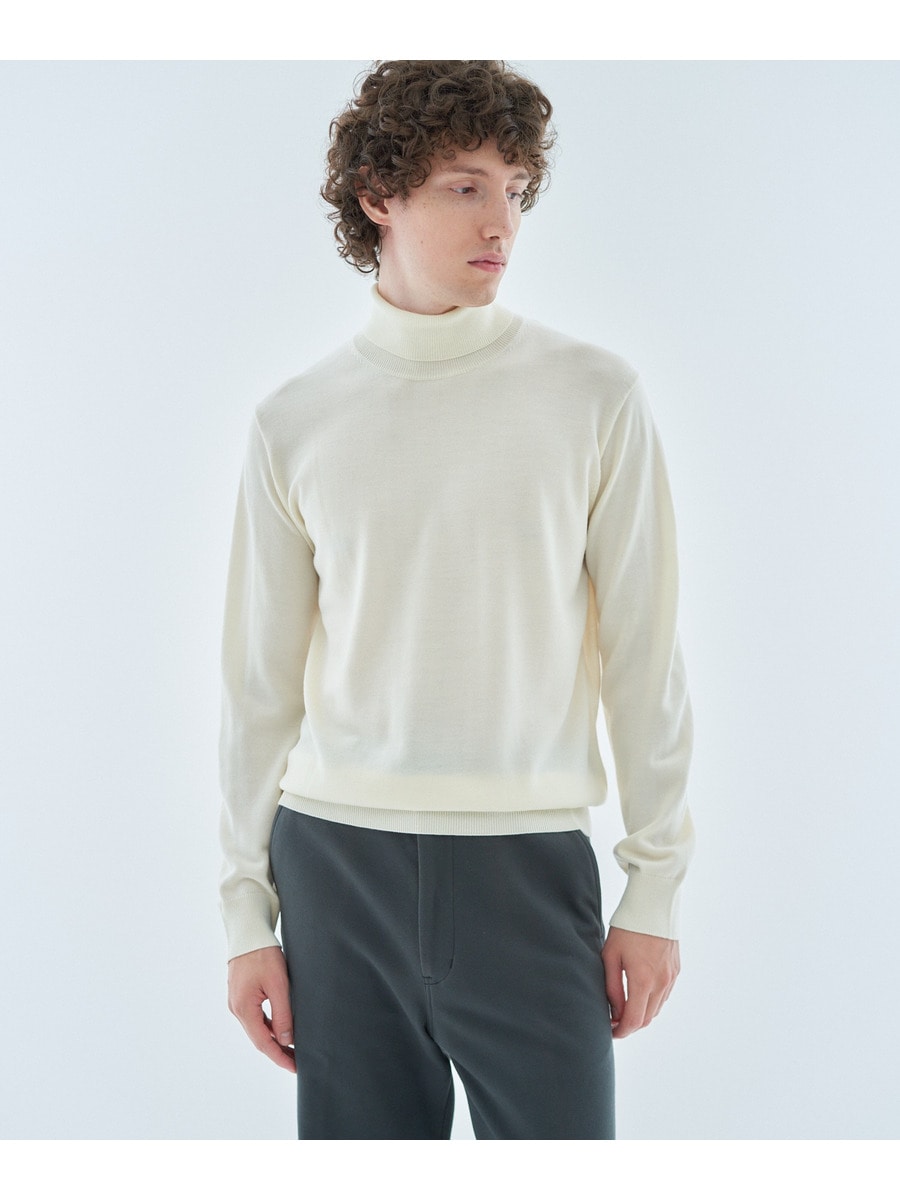 【良品】エストネイション ESTNATION アイボリー タートルネックセーター ESTNATION / CARIAGGI ウールタートルネックニット｜ESTNATION