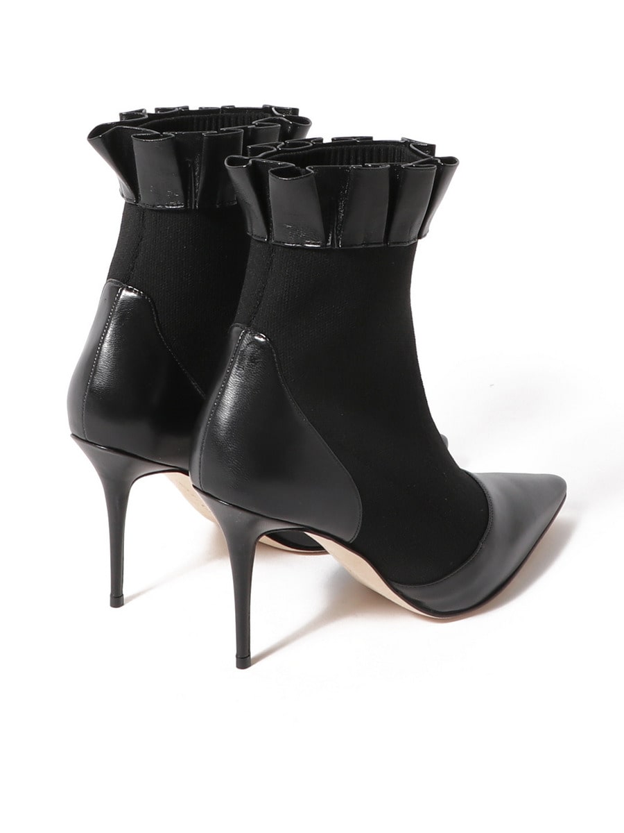 MANOLO BLAHNIK  バックル付き レザー アンクルブーツ スエード ジュエルバックル アンクルブーツ（シューズ）｜MANOLO