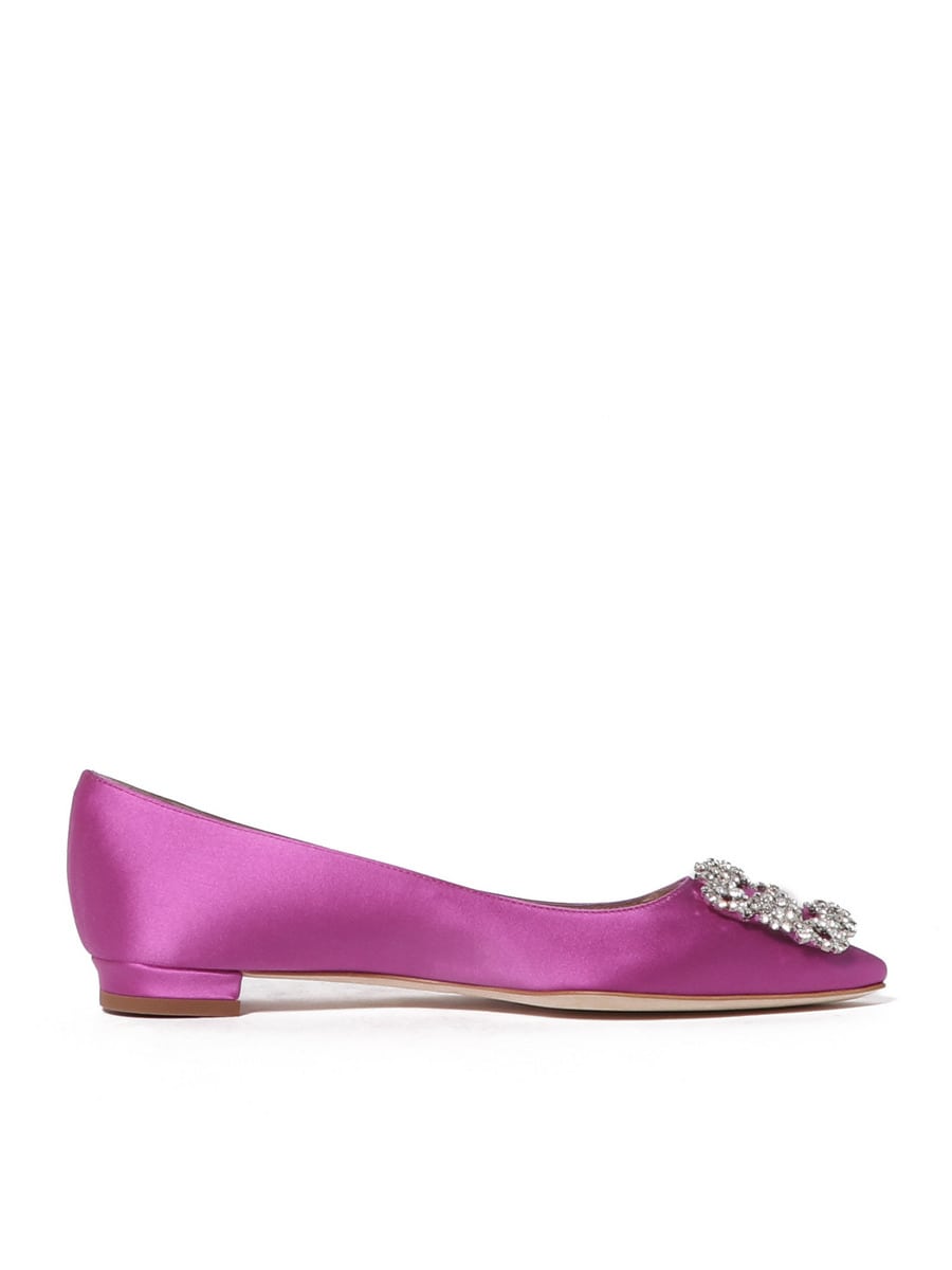 MANOLO BCAHNIK マノロブラニク　ハンギシ　サテン　フラットシューズ ハンギシ フラットシューズ ブラック マノロブラニク