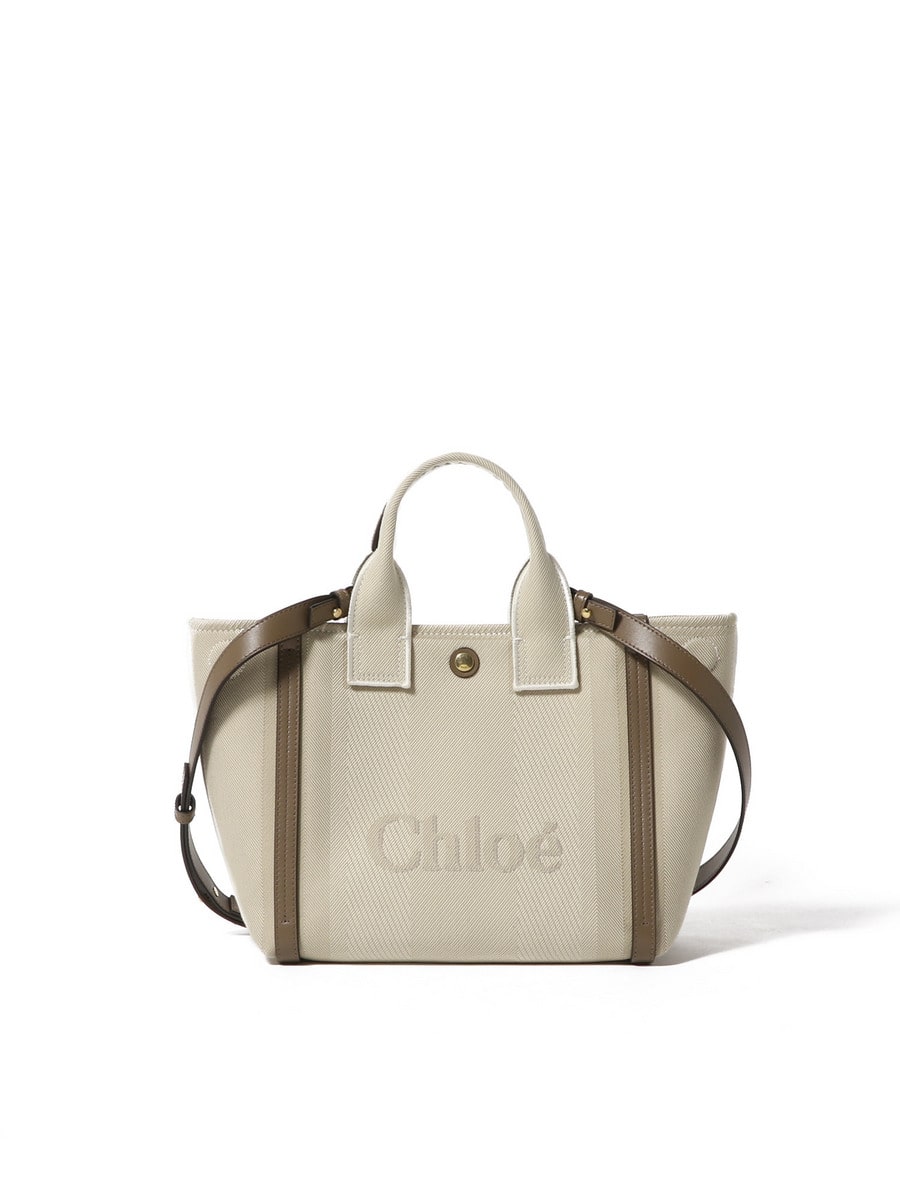 Chloe キャンバス製 Carryスモールトートバッグ Chloé Small Chloé Carry Tote Bag In Canvas in Kohl brown