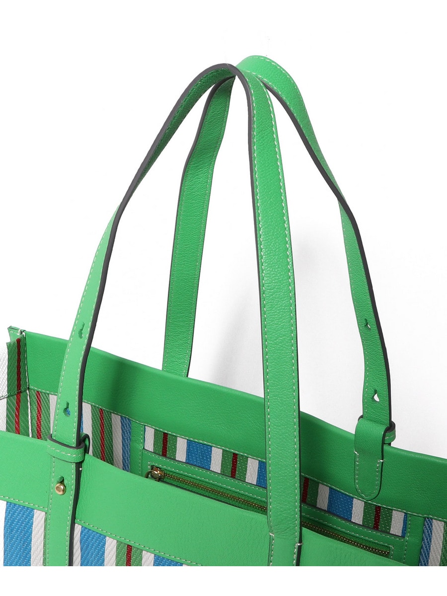 関税なし【ANYA HINDMARCH】メッシュ＆レザ- トート ストライプ 美品 Anya Hindmarch アニヤ・ハインドマーチ NEESON CIRCUS