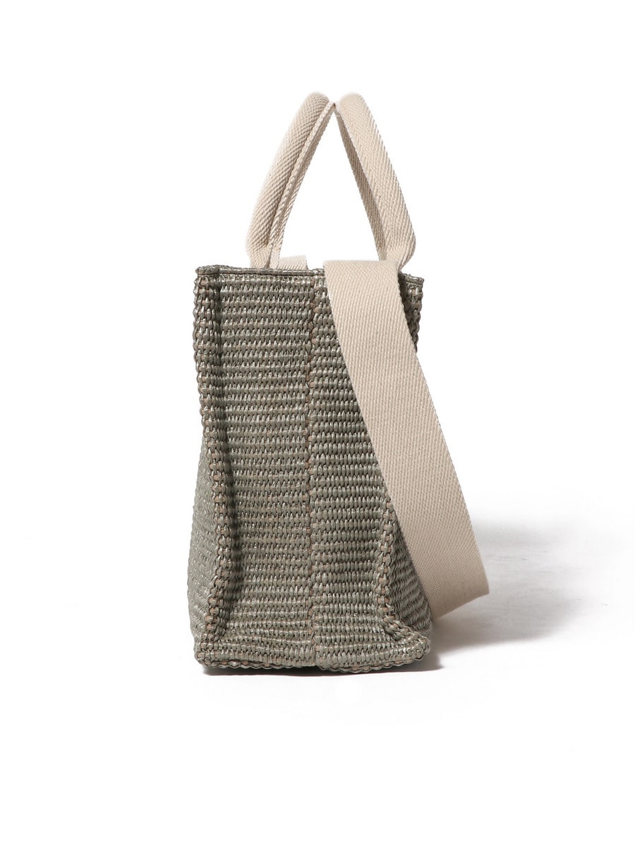 MARNI カーキ スモール ラフィアエフェクト トートバッグ ブルー ラフィアエフェクト スモール トートバッグ | Marni
