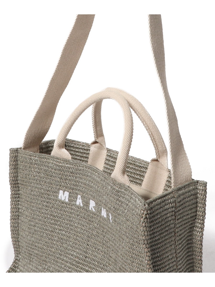 MARNI / グリーン ラフィア エフェクト スモール トートバッグ