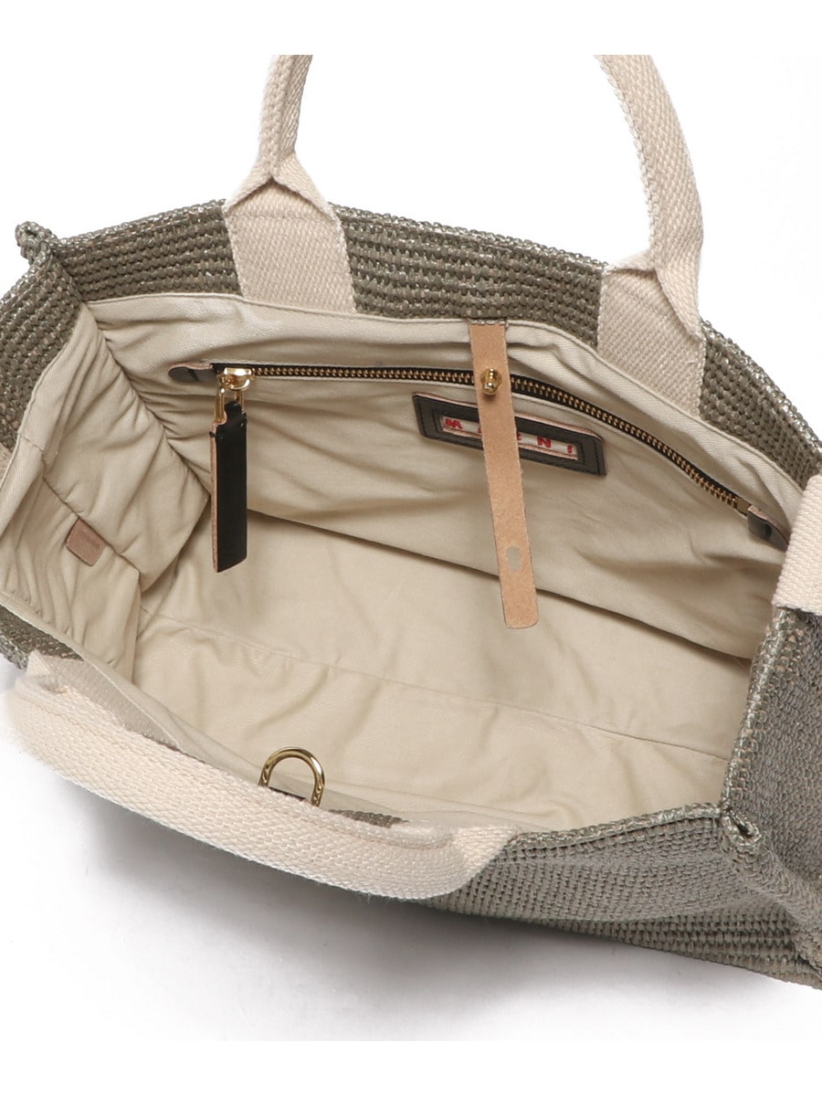 MARNI / グリーン ラフィア エフェクト スモール トートバッグ