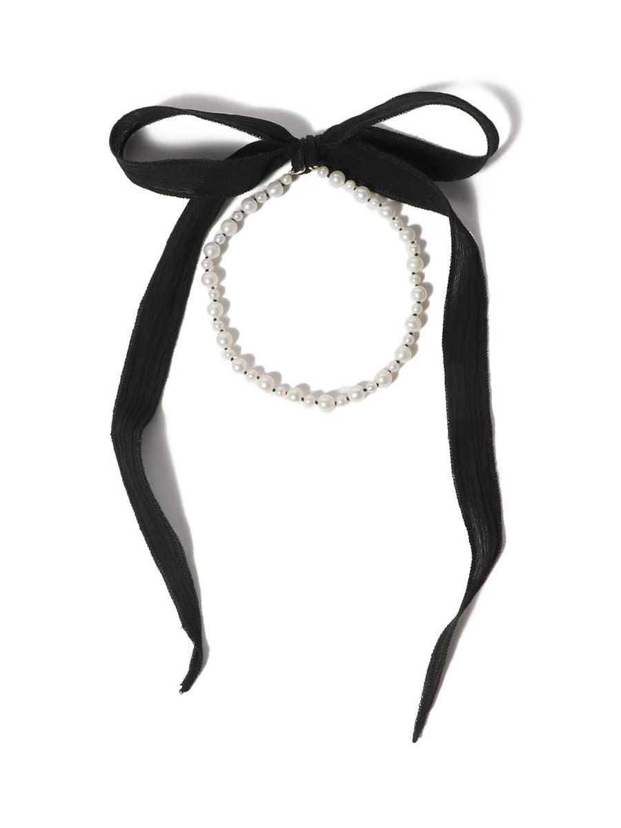 パールリボン（感謝） Princess Melody】パールチェーン＆パールハートりぼんクリップ