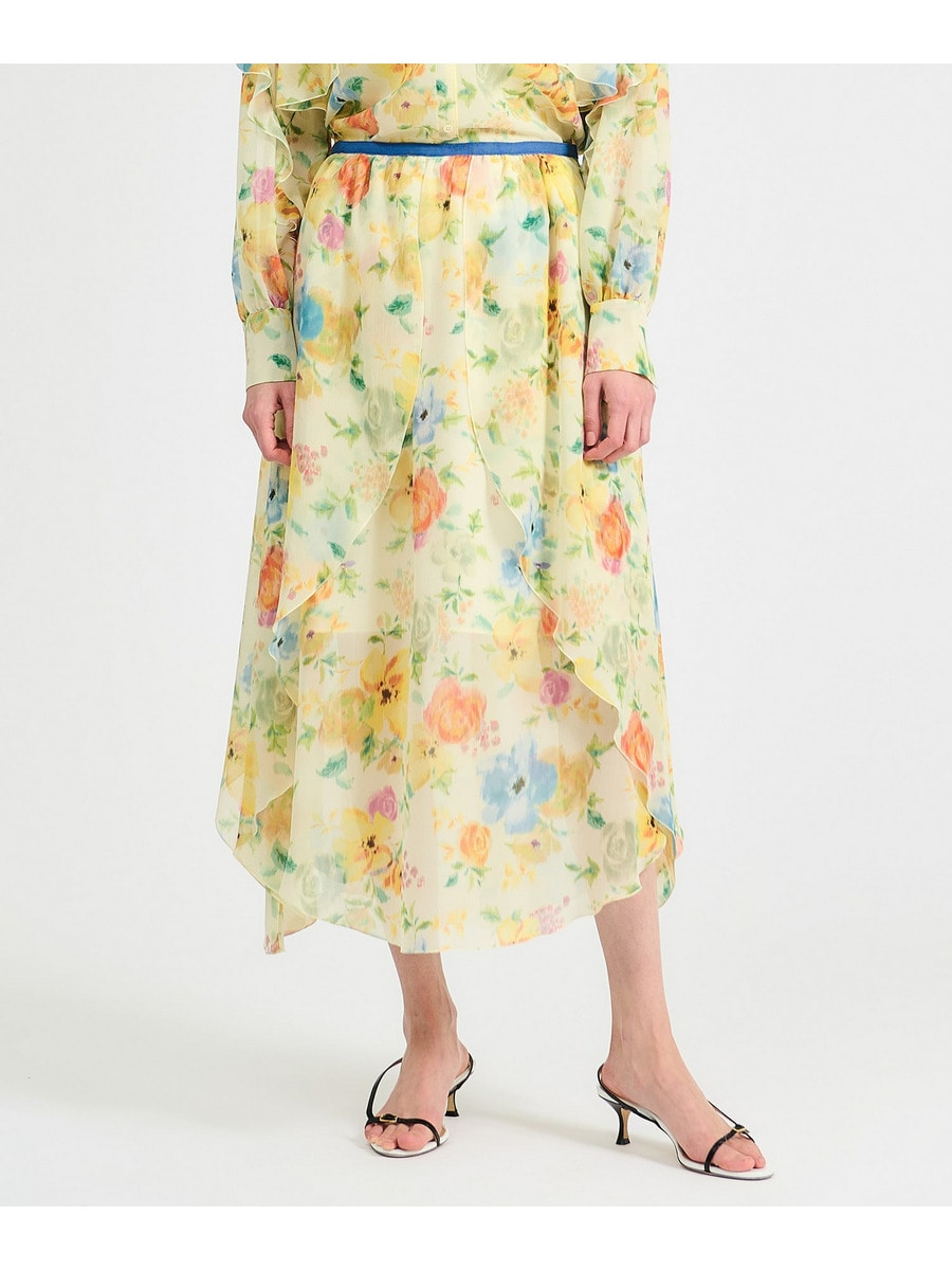 楊柳フラワープリント スカート