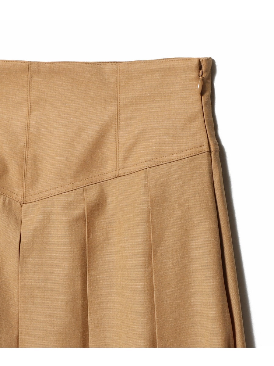 ☺︎☺︎☺︎ボックスプリーツスカートS ウール　ベージュ　タック入り ESTNATION / ハイウエスト ボックスタック プリーツスカート