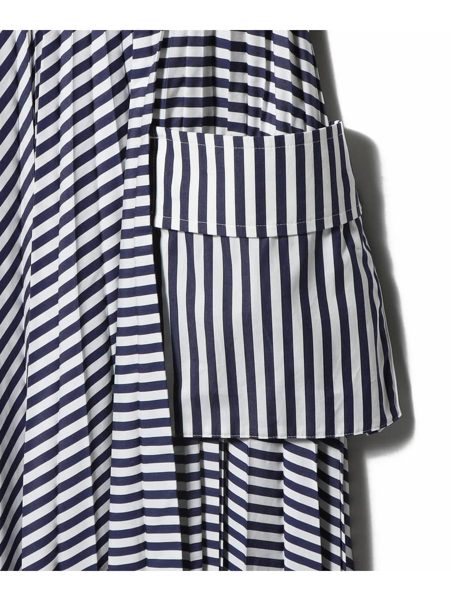 SACAI　プリーツスカート　ストライプ　新品　サカイ　コットンポプリン SACAI / コットン ポプリン スカート｜ESTNATION ONLINE STORE