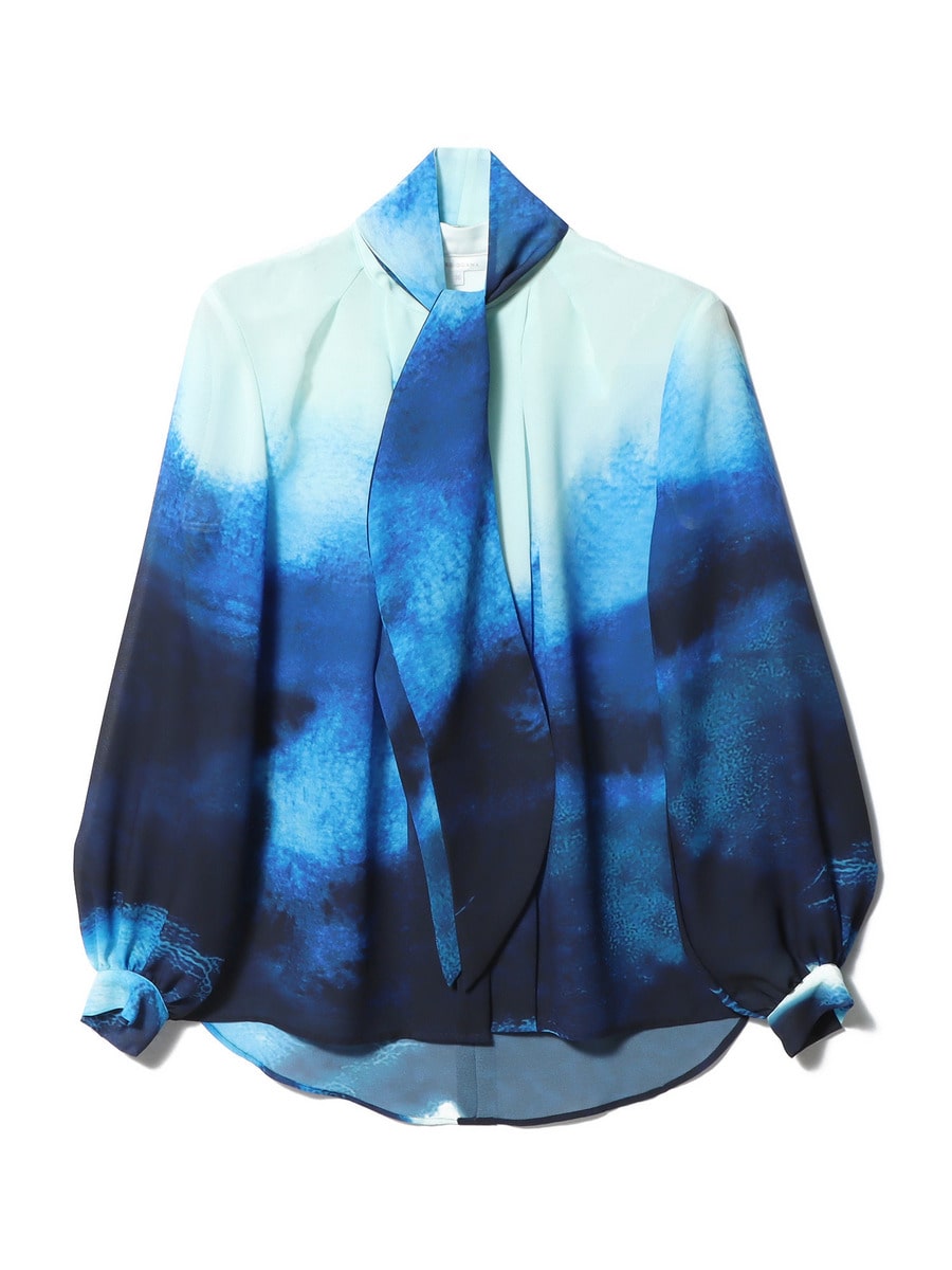 AKIKO OGAWA 24AW フラッフィーオーガンジープリントブラウス　36 AKIKO OGAWA 24AW フラッフィーオーガンジープリントブラウス 36