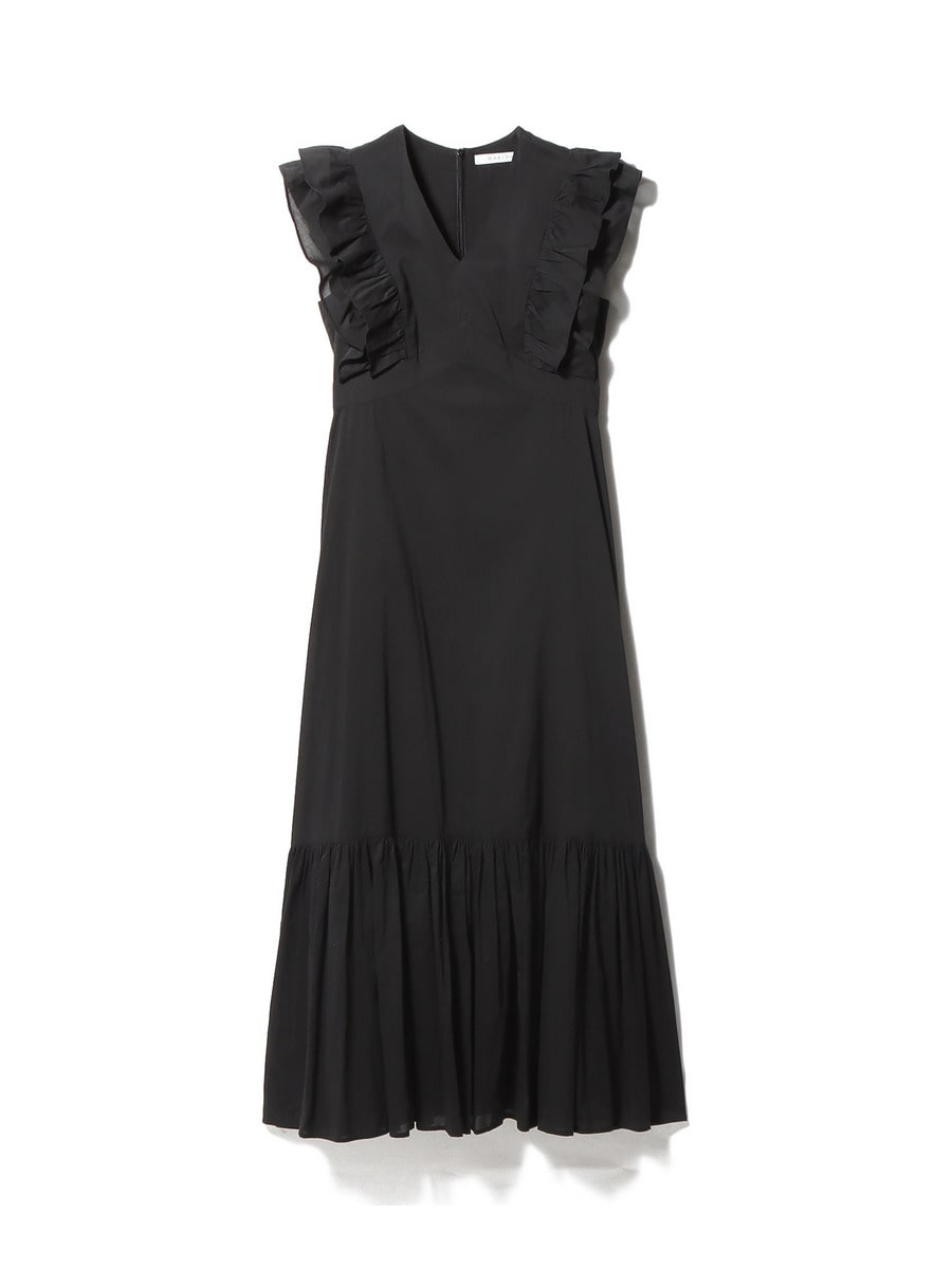 ● I AM MARI ● ラテ・ポケット・カラ・ナシ・ドレス ドレープシフォンドレス (ネイビー)T1-359NA-M | OTONA DRESS