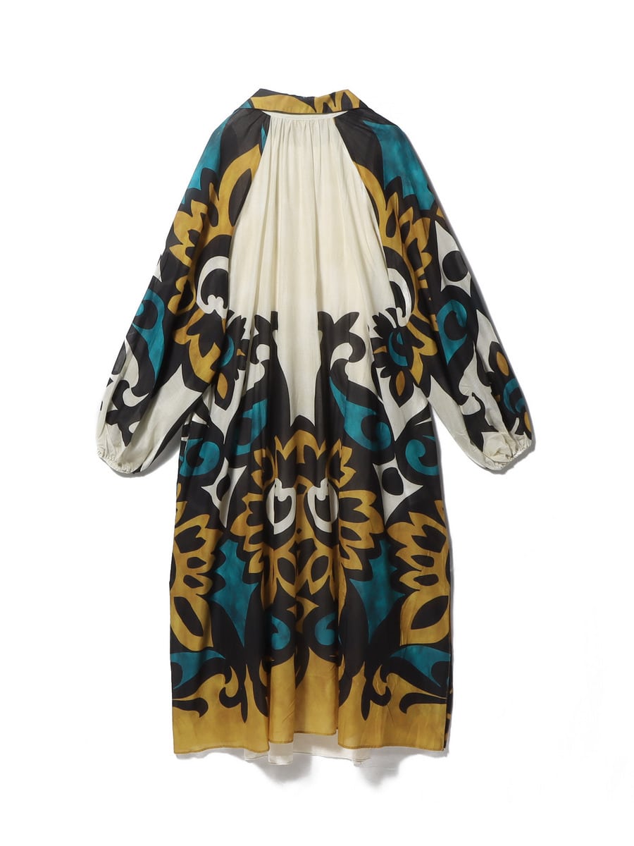 Cotton Voile Ethnic Combination Print Gather Dress | Pasand