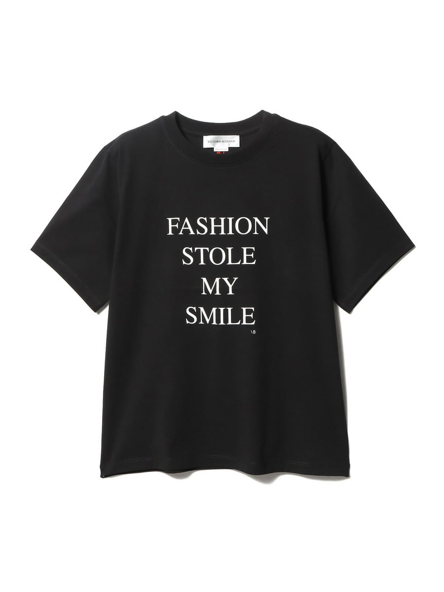 【VICTORIA BECKHAM】 message Tシャツ I'm Smiling On The Inside Slogan T-Shirt in Black – Victoria