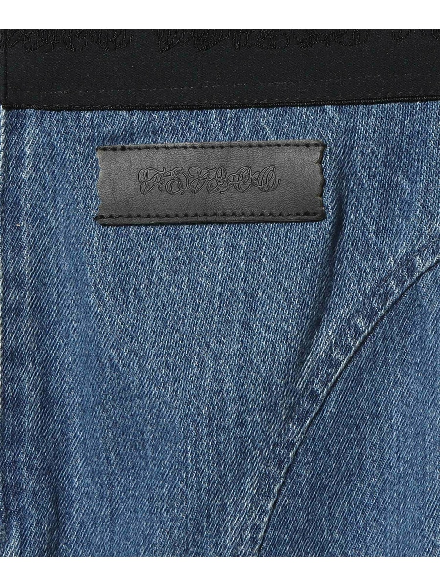 ORGANIC COTTON DENIM LONG SKIRT WITH STUDS – FETICO Official