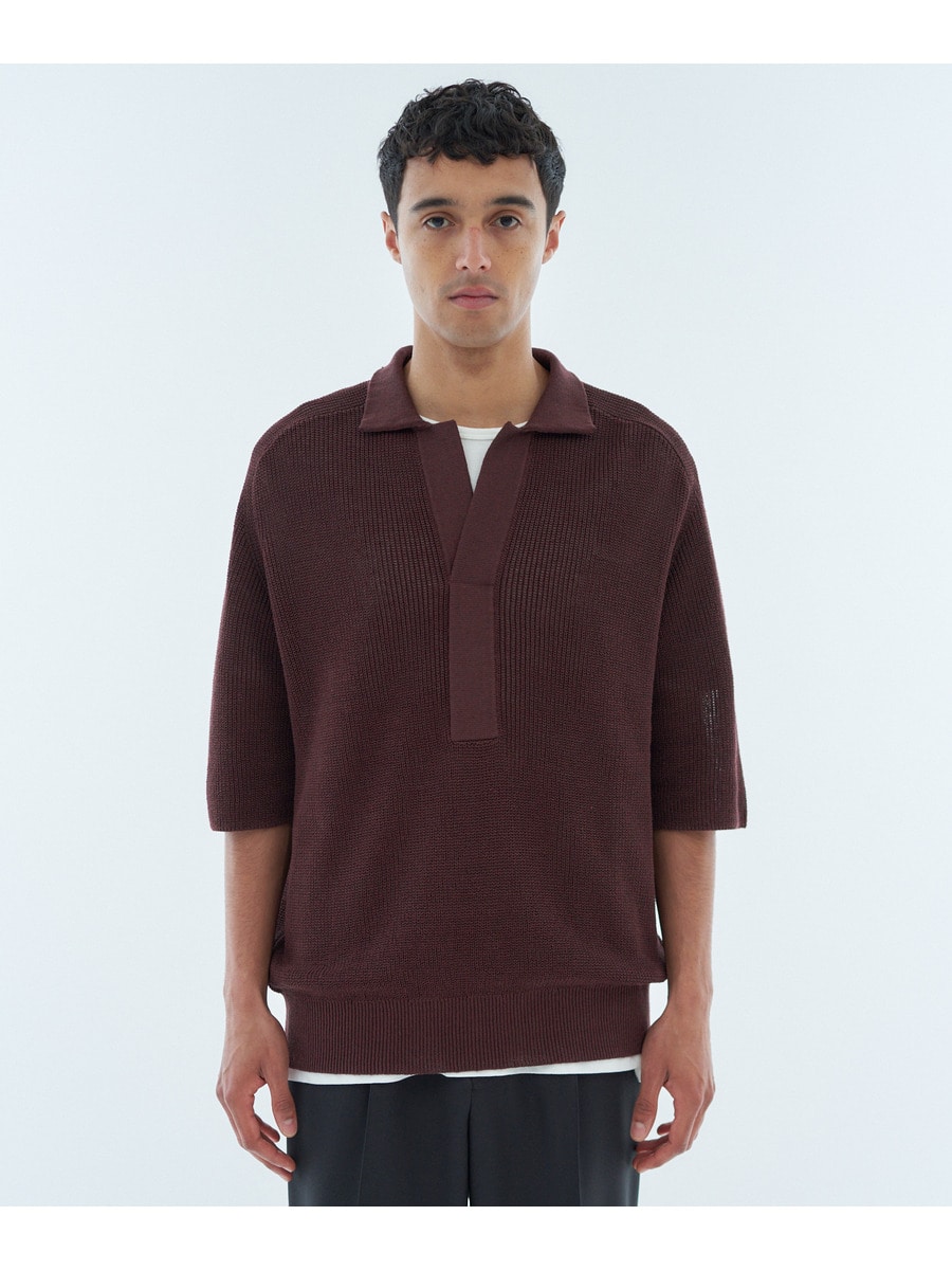 ポロシャツ スキッパー エレガント 大人 ハイエンド 韓国 n1260 HTBRID LINEN】スキッパーニット ポロシャツ / J.PRESS MEN