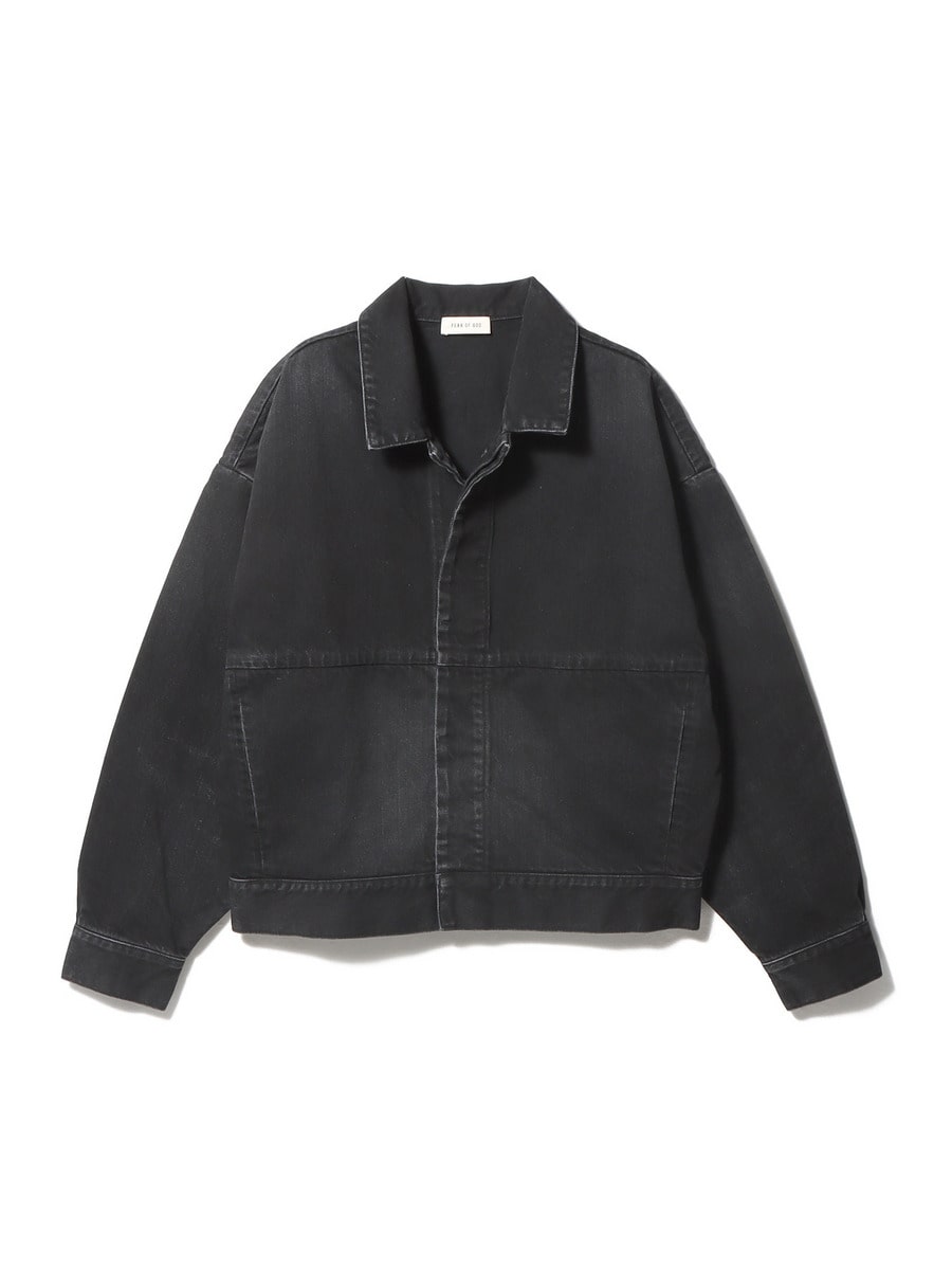 Fear of God Essentials Black Textured Nylon Trucker Jacket