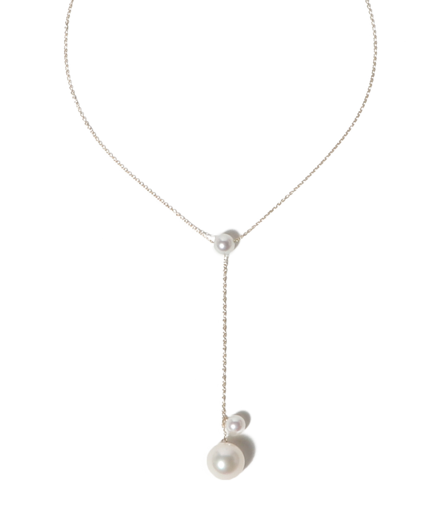 14K YG TROIS MOON 淡水パール ネックレス