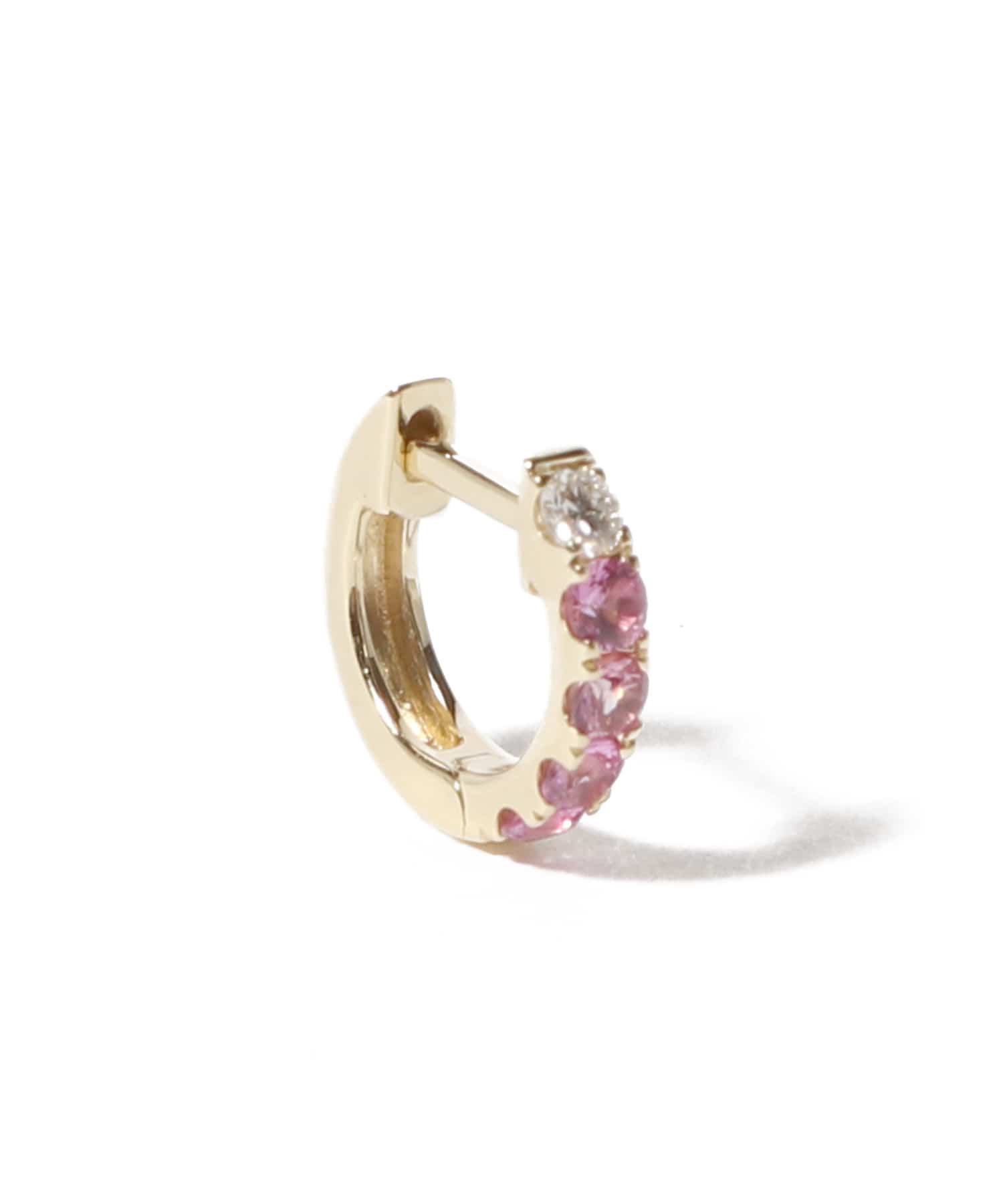ピンクサファイア オーブフープピアス