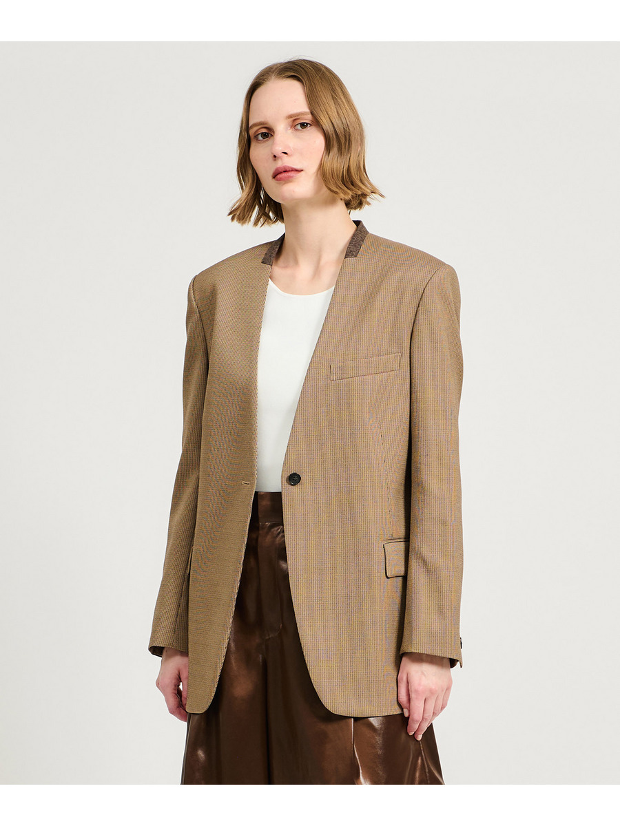 ノーカラーワンボタンビッグジャケット